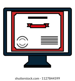 computer desktop with diploma
