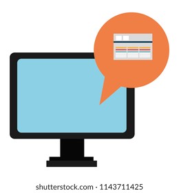 computer desktop display with speech bubble