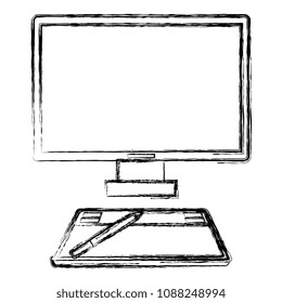 computer desktop with drawing board