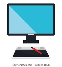 computer desktop with drawing board