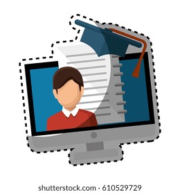 computer desktop with ebook isolated icon
