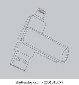 Computer desktop elements vector illustration. Desktop components  ram memory line art. Computer hardware equipment graphic design