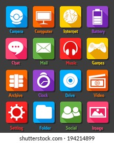 Computer Desktop Flat Design Icon Set