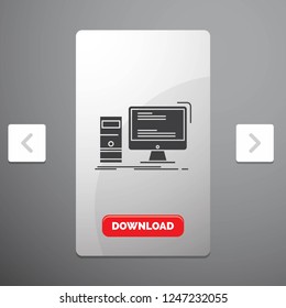 Computer, desktop, gaming, pc, personal Glyph Icon in Carousal Pagination Slider Design & Red Download Button
