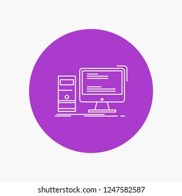 Computer, desktop, gaming, pc, personal White Line Icon in Circle background. vector icon illustration