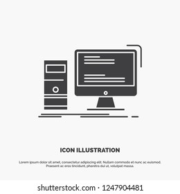 Computer, desktop, gaming, pc, personal Icon. glyph vector gray symbol for UI and UX, website or mobile application