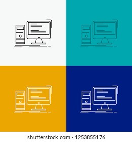 Computer, desktop, gaming, pc, personal Icon Over Various Background. Line style design, designed for web and app. Eps 10 vector illustration