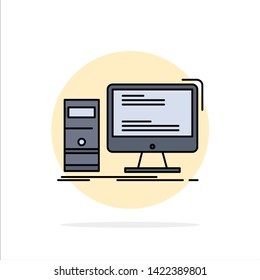 Computer, desktop, gaming, pc, personal Flat Color Icon Vector