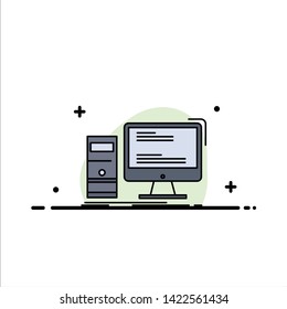 Computer, desktop, gaming, pc, personal Flat Color Icon Vector