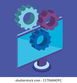 computer desktop with gears icons