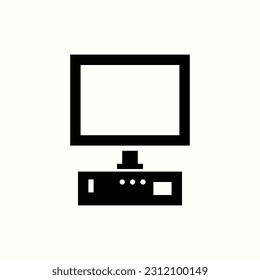 computer desktop glyph style icon, isolated icon in light background, perfect for website, blog, logo, graphic design, social media, UI, mobile app