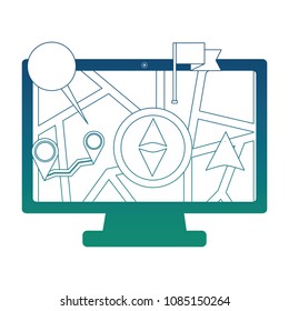computer desktop with gps software