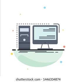 Computer, desktop, hardware, workstation, System Flat Color Icon Vector