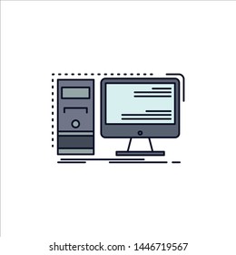 Computer, desktop, hardware, workstation, System Flat Color Icon Vector