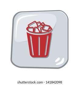 computer desktop icon glass button recycle bin