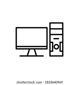 computer desktop icon line style for your design editable