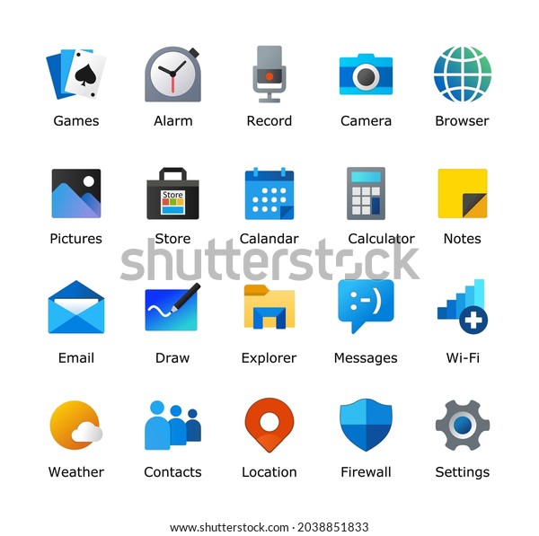 Computer Desktop Icon Pack Theme Customization Stock Vector (Royalty ...