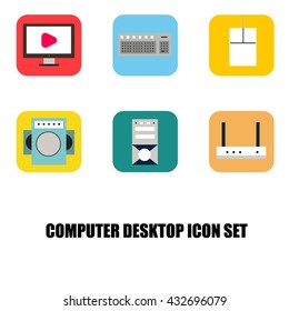 Computer desktop icon set , flat design