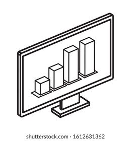computer desktop with infographic isolated icon vector illustration design