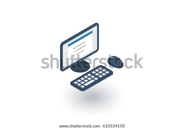 computer, desktop\
isometric flat icon. 3d vector colorful illustration. Pictogram\
isolated on white\
background