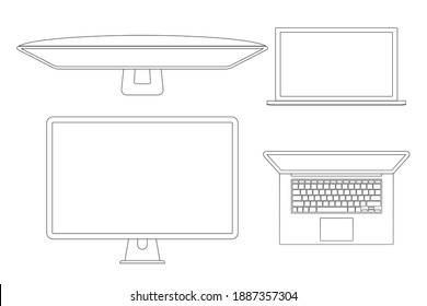 computer desktop and laptop outline
