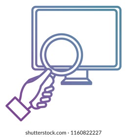 computer desktop with magnifying glass