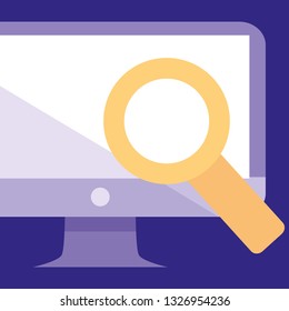 computer desktop with magnifying glass
