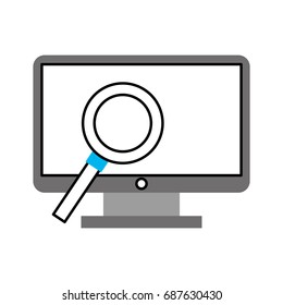 computer desktop with magnifying glass