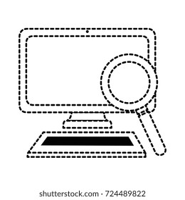 computer desktop with magnifying glass