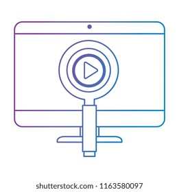 computer desktop with magnifying glass and document