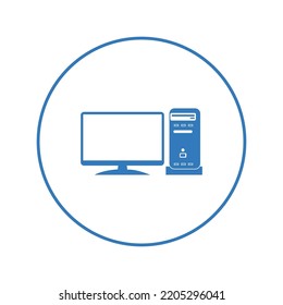 Computer desktop monitor case icon | Circle version icon |