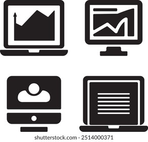 Computer desktop monitor icon. Laptop vector. Vector graphic icon. PC symbol. Simple, flat design for web or mobile app
