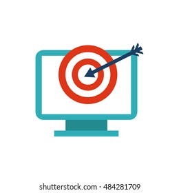 computer desktop monitor with seo icon vector illustration design