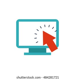 computer desktop monitor with seo icon vector illustration design