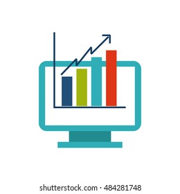 computer desktop monitor with seo icon vector illustration design