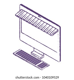 computer desktop with parasol isometric
