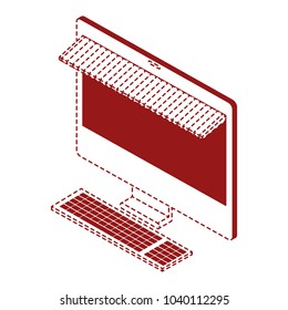 computer desktop with parasol isometric