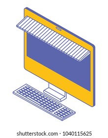 computer desktop with parasol isometric