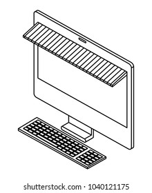 computer desktop with parasol isometric