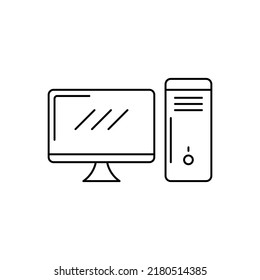 Computer desktop, pc icon in line style icon, isolated on white background