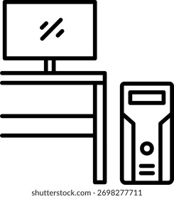 Computerdesktop-PC-Symbol auf dem Tisch
