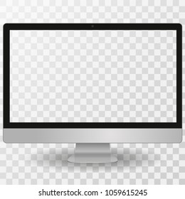 computer, desktop  pc vector mocup.  monitor display with blank screen isolated on transparent background. Vector