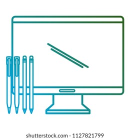 computer desktop with pencils