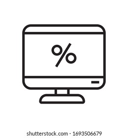 computer desktop with percent symbol line style icon vector illustration design