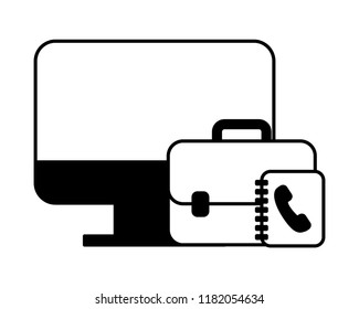 computer desktop with portfolio and phonebook