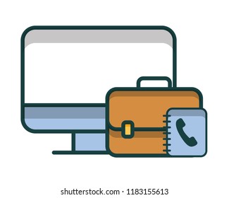 computer desktop with portfolio and phonebook