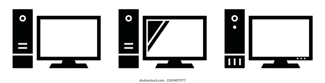 Computer desktop set icon, vector illustration