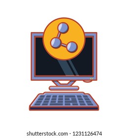 computer desktop with share symbol