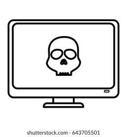 computer desktop with skull isolated icon