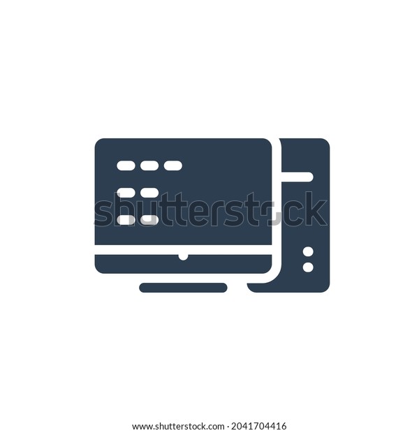 computer, desktop solid flat\
icon. Vector glyph illustration. Black pictogram isolated on white\
background